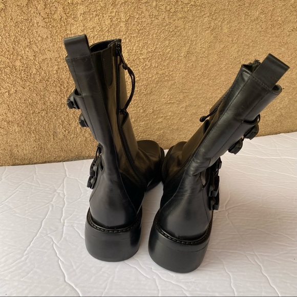 Donald J Pliner Double Buckle/ Hardware Combat Rock Moto  Boots - Picture 6 of 10
